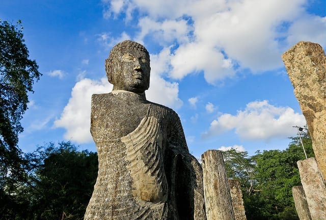 A Statue of Buddha Missing His Arm at Polonnaruwa in Sri Lanka