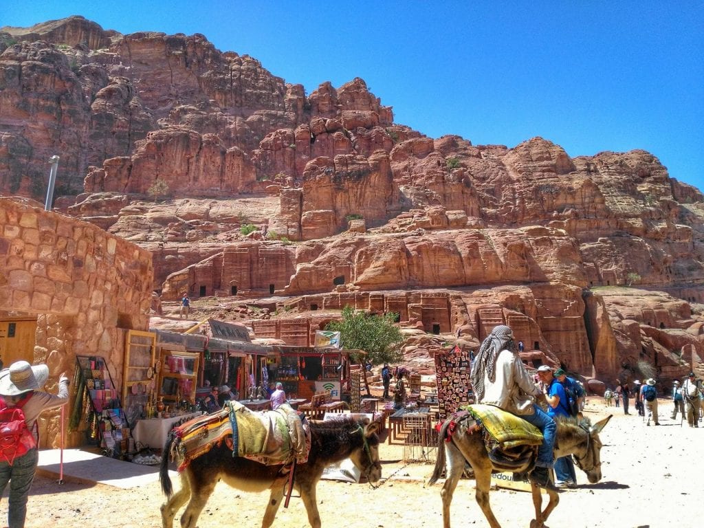 Tourist Vendors in Front of the Royal Tombs at Petra - Visit Petra
