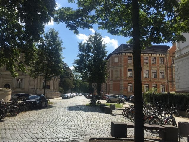cobblestone streets of Leipzig
