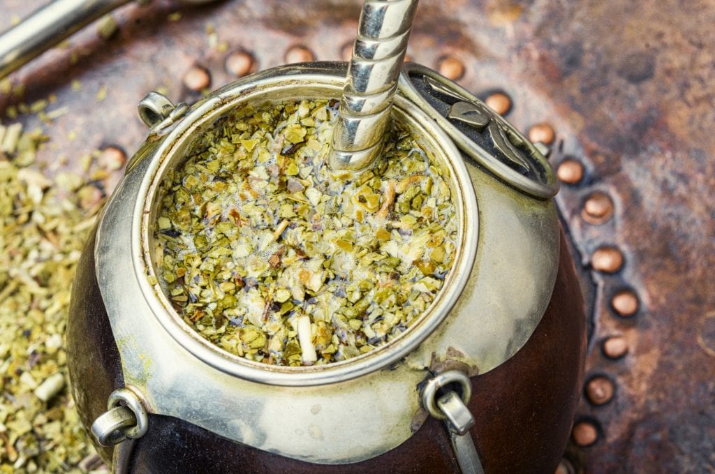 Yerba mate tea in a calabash gourd